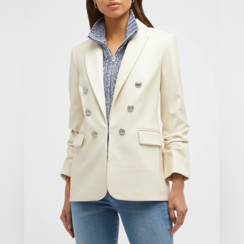 SOLD - NEW WITHOUT TAGS VERONICA BEARD Beacon Dickey Faux Leather Ecru Jacket 4 - Picture 8 of 15